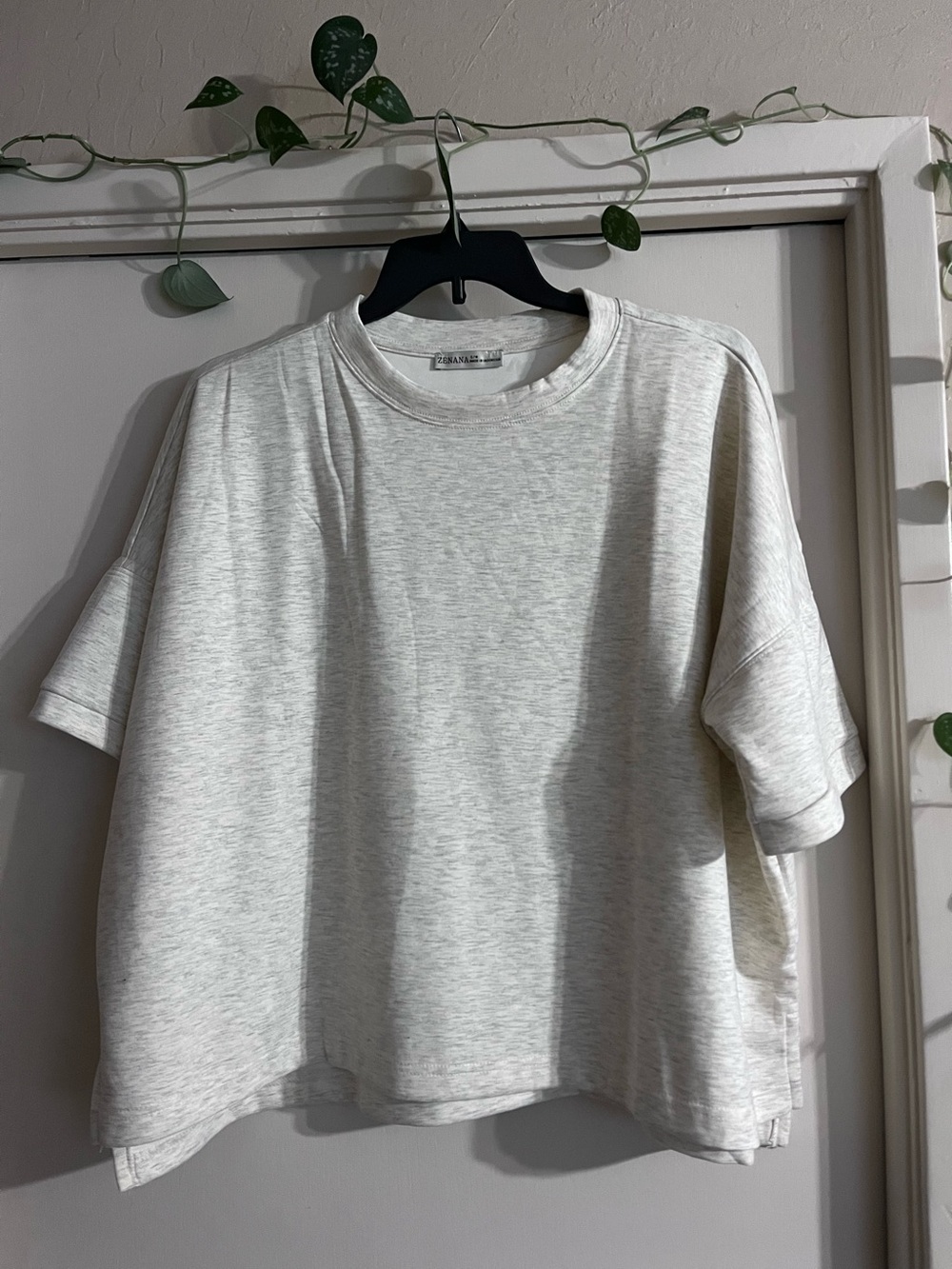 Zenana Outfitters Cream Oversized Short Sleeve Sweatshirt